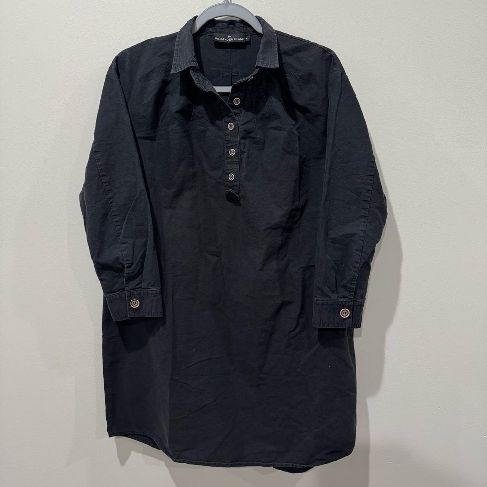Pomander Place by Tuckernuck Black Polly Dress sz Medium Boxy Shift Mini